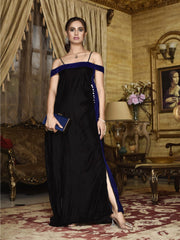 Draped shoulder velvet gown (WH-S1-10)