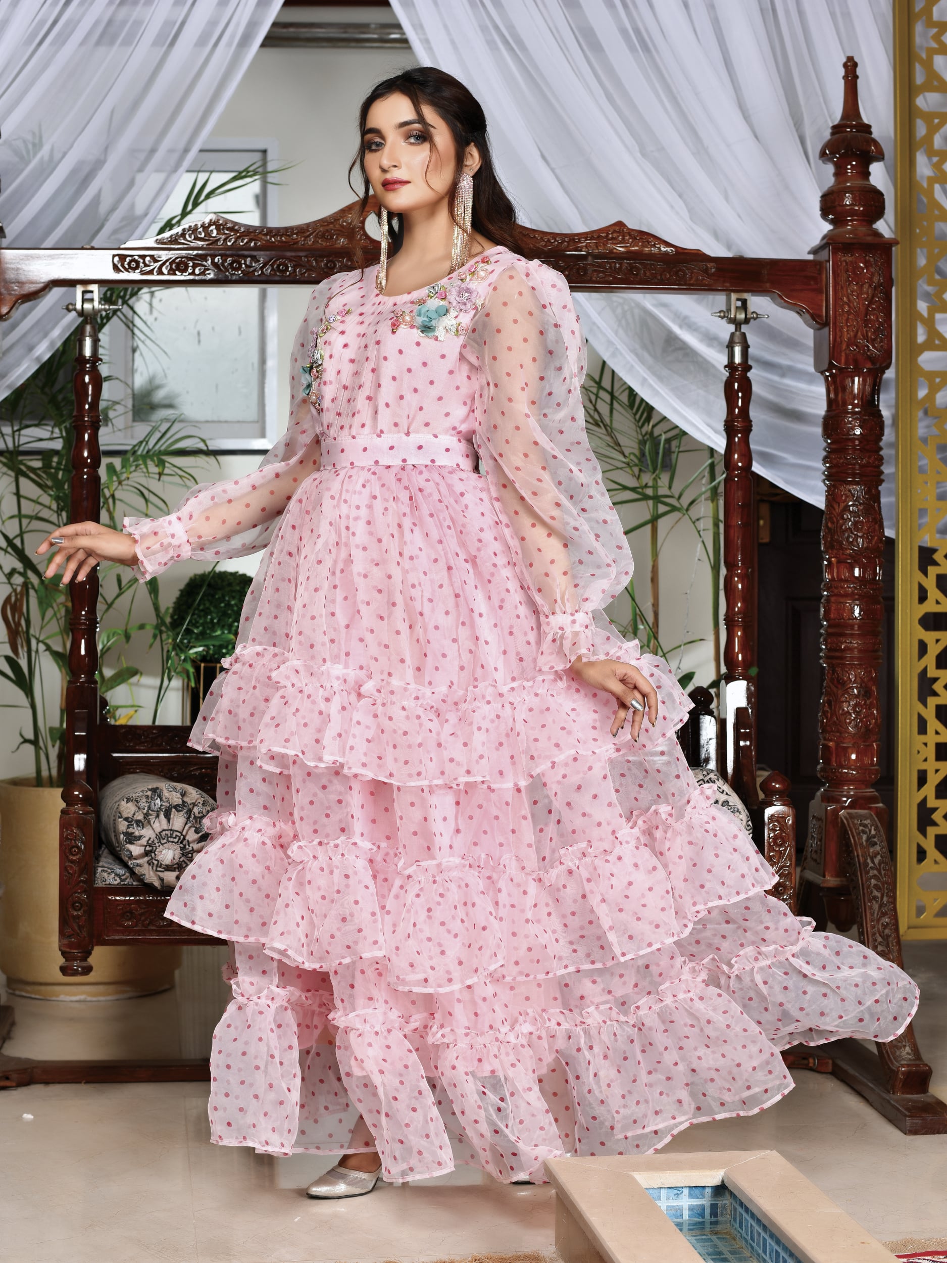 Silk doted organza ruffled (WH-S2-02)