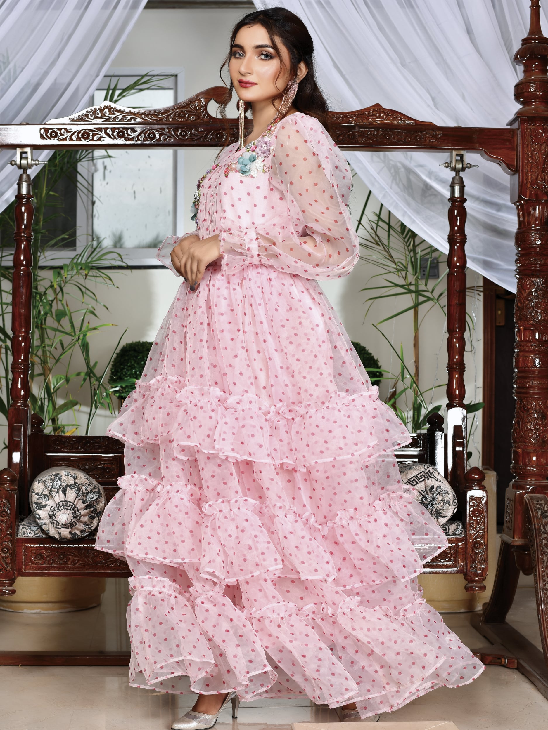Silk doted organza ruffled (WH-S2-02)