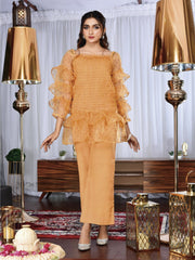 Smocking silk organza top (WH-S2-03)