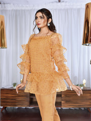 Smocking silk organza top (WH-S2-03)